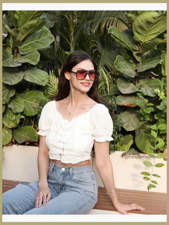 Retro Square Aviator Sunglasses Plastic Frame UV Protection main image 4